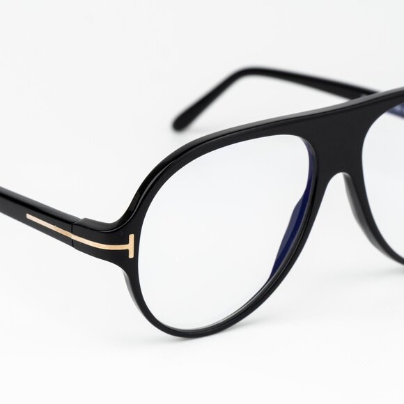 Tom Ford Women Eyeglasses Shiny Black Blue Block Pilot FT5012-B/V 001 BRAND NEW - Picture 7 of 12